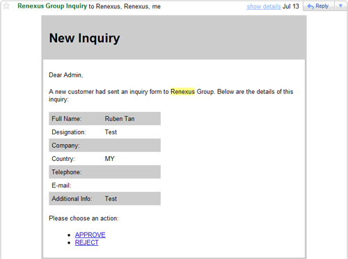 Renexus Customer Inquiry System